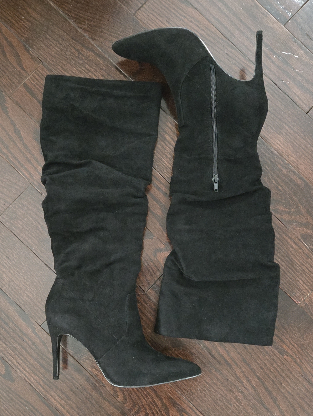 Aldo Black Vegan Suede Knee High Stiletto Boots